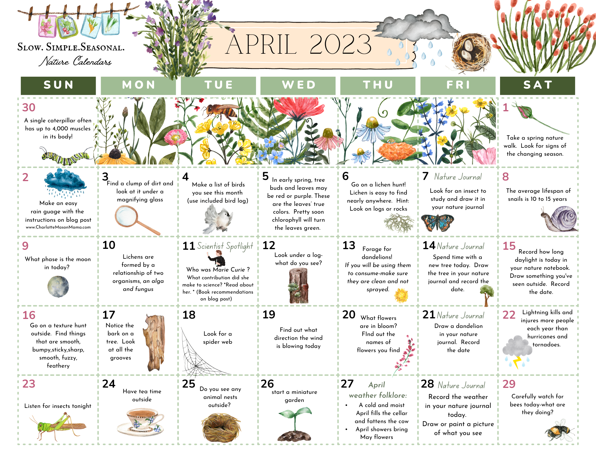 April Nature Calendar